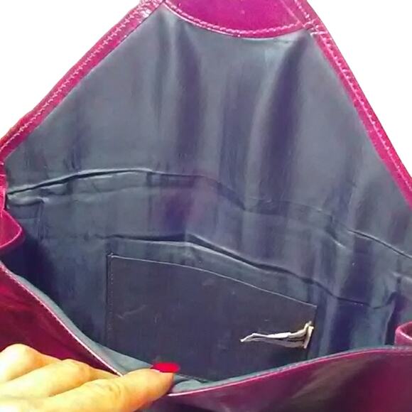 Patent Leather CLUTCH Envelope Bag RED Bleeding Heart Goth Moto Fairy Valentine - Picture 6 of 10